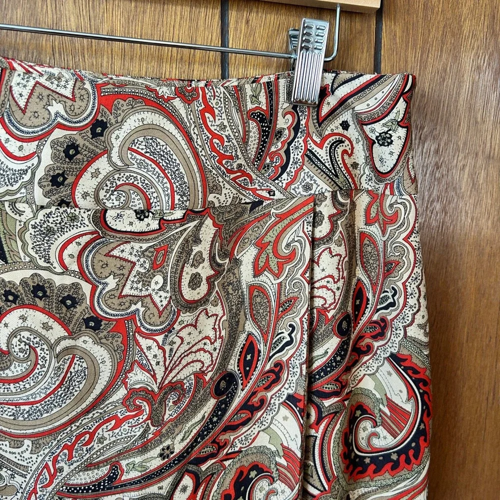Peck & Peck Collection Silk Skirt‎ Women Size 8 Beige Brown Red Paisley Print - Picture 4 of 7